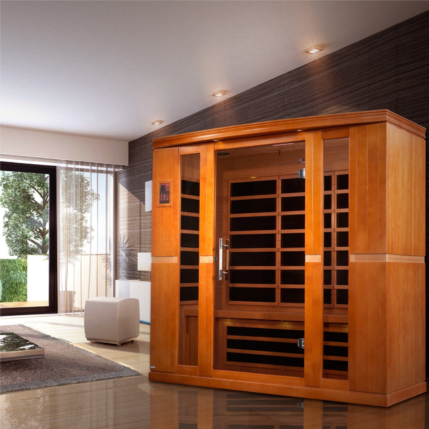 Golden Design Dynamic Bergamo 4-person Indoor Bluetooth Compatible Low EMF FAR Infrared Sauna in Canadian Hemlock DYN-6440-01