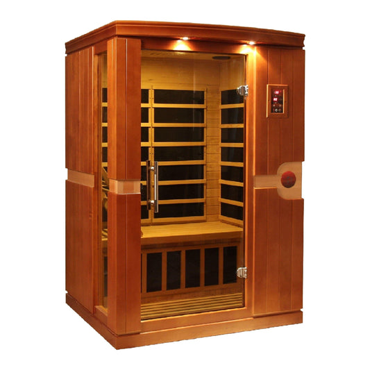 Golden Design Dynamic Infrared Venice 2 Person Indoor Bluetooth Compatible Low EMF FAR Infrared Sauna in Canadian Hemlock DYN-6210-01