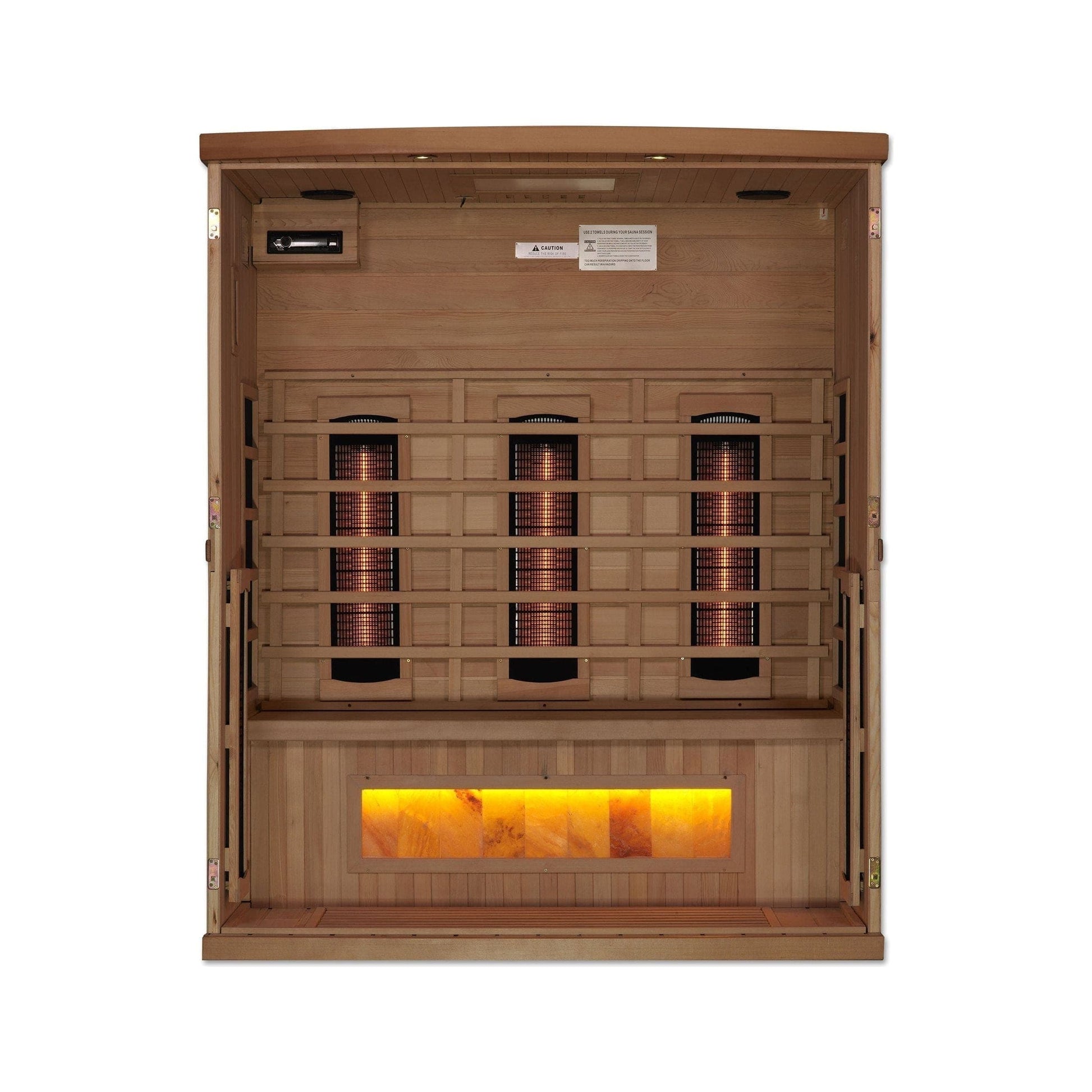 Golden Design Golden Designs 3-Person Full Spectrum PureTech™ Near Zero EMF FAR Infrared Sauna with Himalayan Salt Bar in Canadian Hemlock | GDI-8030-02