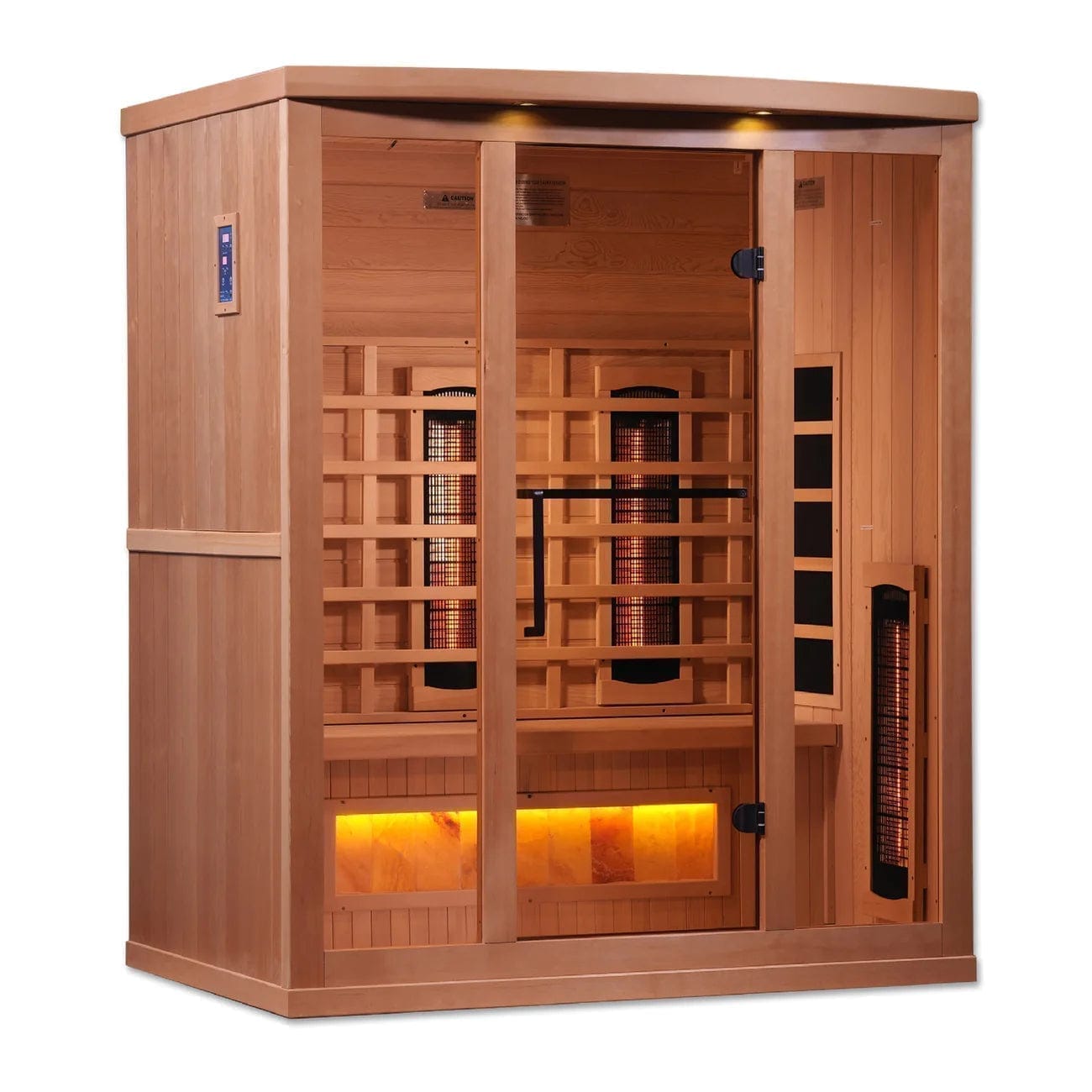 Golden Design Golden Designs 3-Person Full Spectrum PureTech™ Near Zero EMF FAR Infrared Sauna with Himalayan Salt Bar in Canadian Hemlock | GDI-8030-02