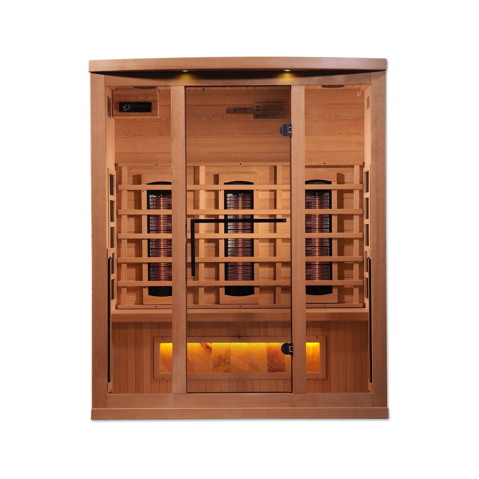 Golden Design Golden Designs 3-Person Full Spectrum PureTech™ Near Zero EMF FAR Infrared Sauna with Himalayan Salt Bar in Canadian Hemlock | GDI-8030-02