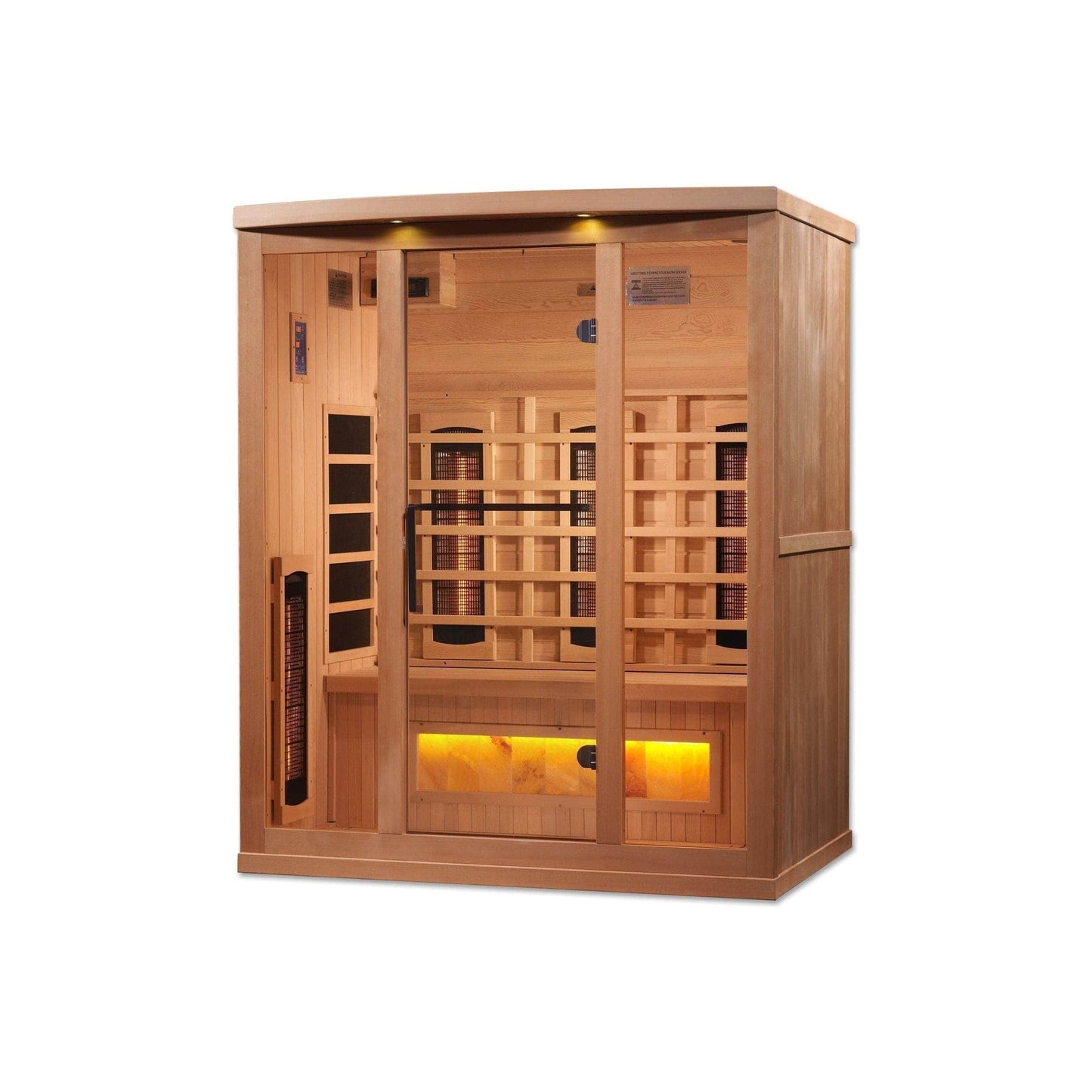 Golden Design Golden Designs 3-Person Full Spectrum PureTech™ Near Zero EMF FAR Infrared Sauna with Himalayan Salt Bar in Canadian Hemlock | GDI-8030-02