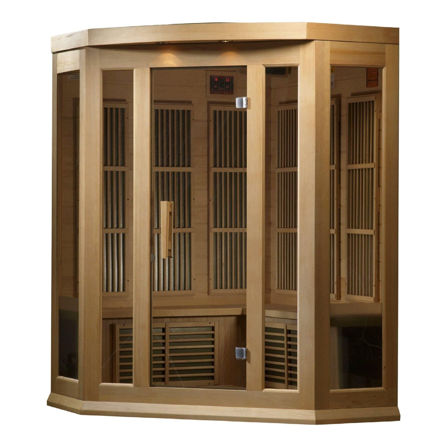 Golden Design Maxxus Infrared - 3 Person Corner Indoor Bluetooth Compatible Low EMF FAR Infrared Sauna in Canadian Hemlock MX-K356-01