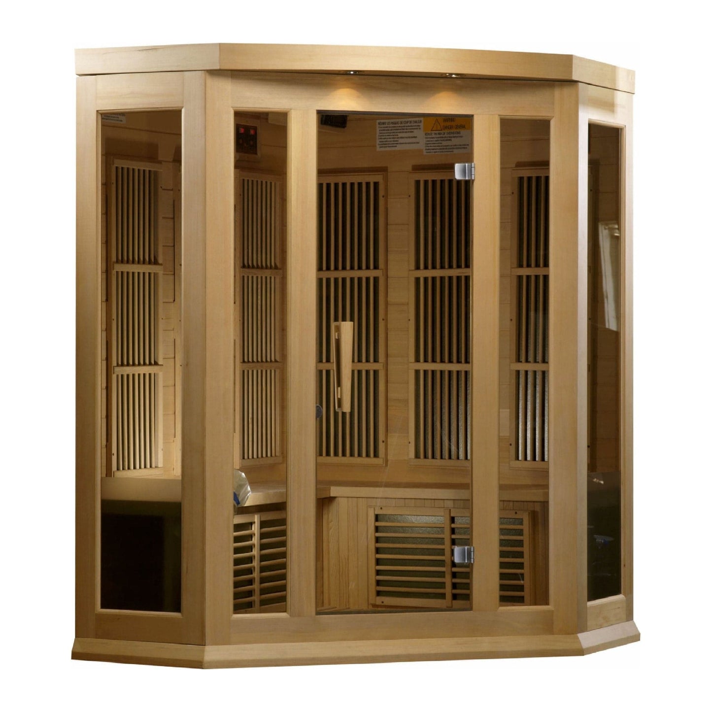 Golden Design Maxxus Infrared - 3 Person Corner Indoor Bluetooth Compatible Low EMF FAR Infrared Sauna in Canadian Hemlock MX-K356-01