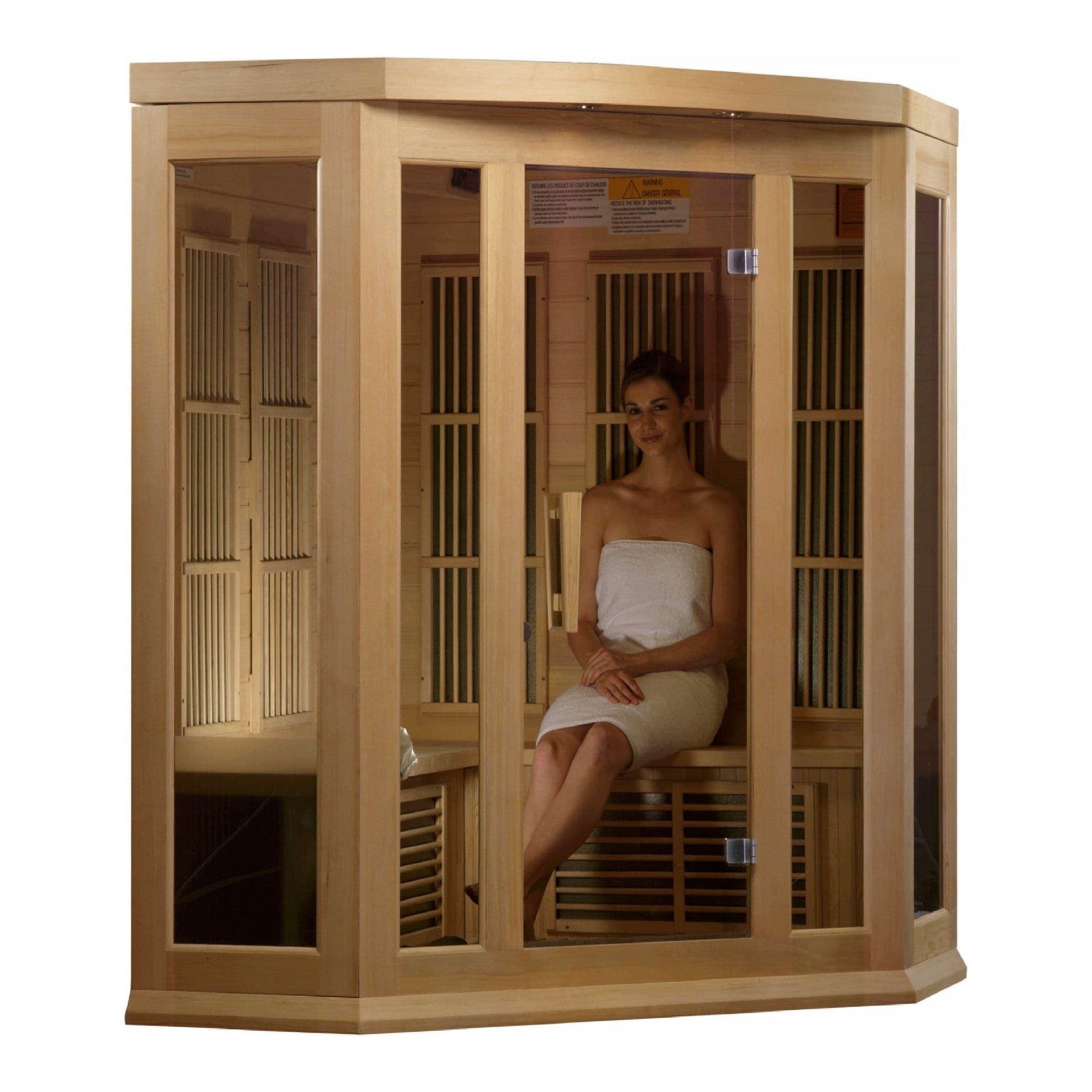 Golden Design Maxxus Infrared - 3 Person Corner Indoor Bluetooth Compatible Low EMF FAR Infrared Sauna in Canadian Hemlock MX-K356-01