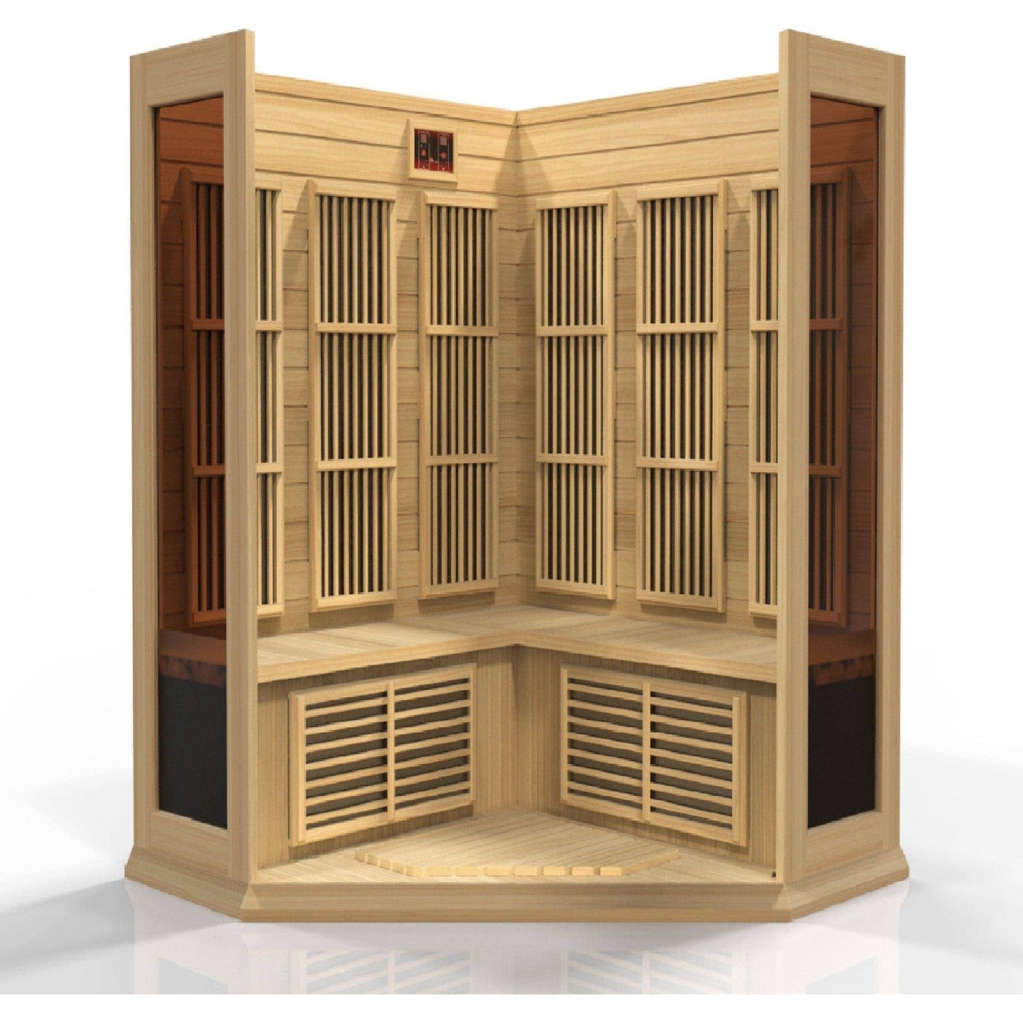 Golden Design Maxxus Infrared - 3 Person Corner Indoor Bluetooth Compatible Low EMF FAR Infrared Sauna in Canadian Hemlock MX-K356-01