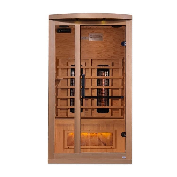 Golden Design Golden Designs 1-2-Person Full Spectrum PureTech™ Near Zero EMF FAR Infrared Sauna with Himalayan Salt Bar in Canadian Hemlock | GDI-8010-02