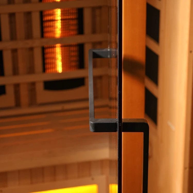 Golden Design Golden Designs 3-Person Corner Full Spectrum PureTech™ Near Zero EMF FAR Infrared Sauna with Himalayan Salt Bar in Canadian Hemlock | GDI-8035-02