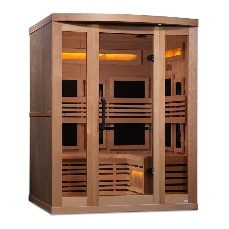 Golden Design Golden Designs 3-Person Full Spectrum PureTech™ Near Zero EMF FAR Infrared Sauna with Himalayan Salt Bar in Canadian Hemlock | GDI-8230-01