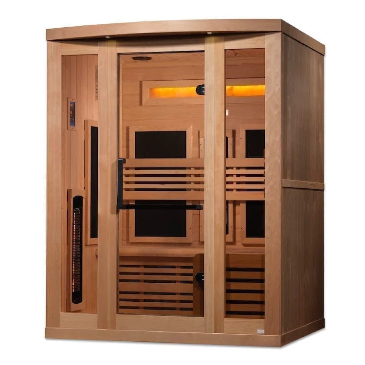 Golden Design Golden Designs 3-Person Full Spectrum PureTech™ Near Zero EMF FAR Infrared Sauna with Himalayan Salt Bar in Canadian Hemlock | GDI-8230-01