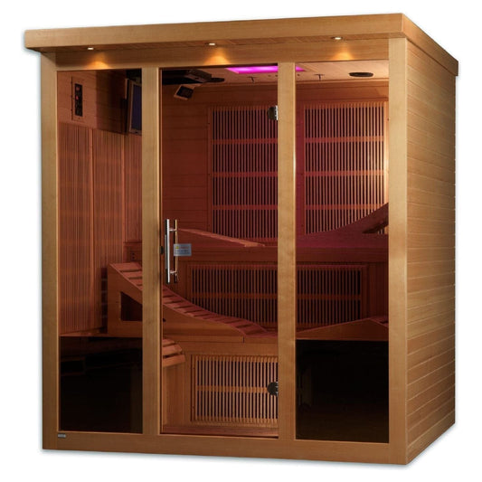 Golden Design Golden Designs Monaco 6-person PureTech™ Near Zero EMF FAR Infrared Sauna in Canadian Hemlock | GDI-6996-01