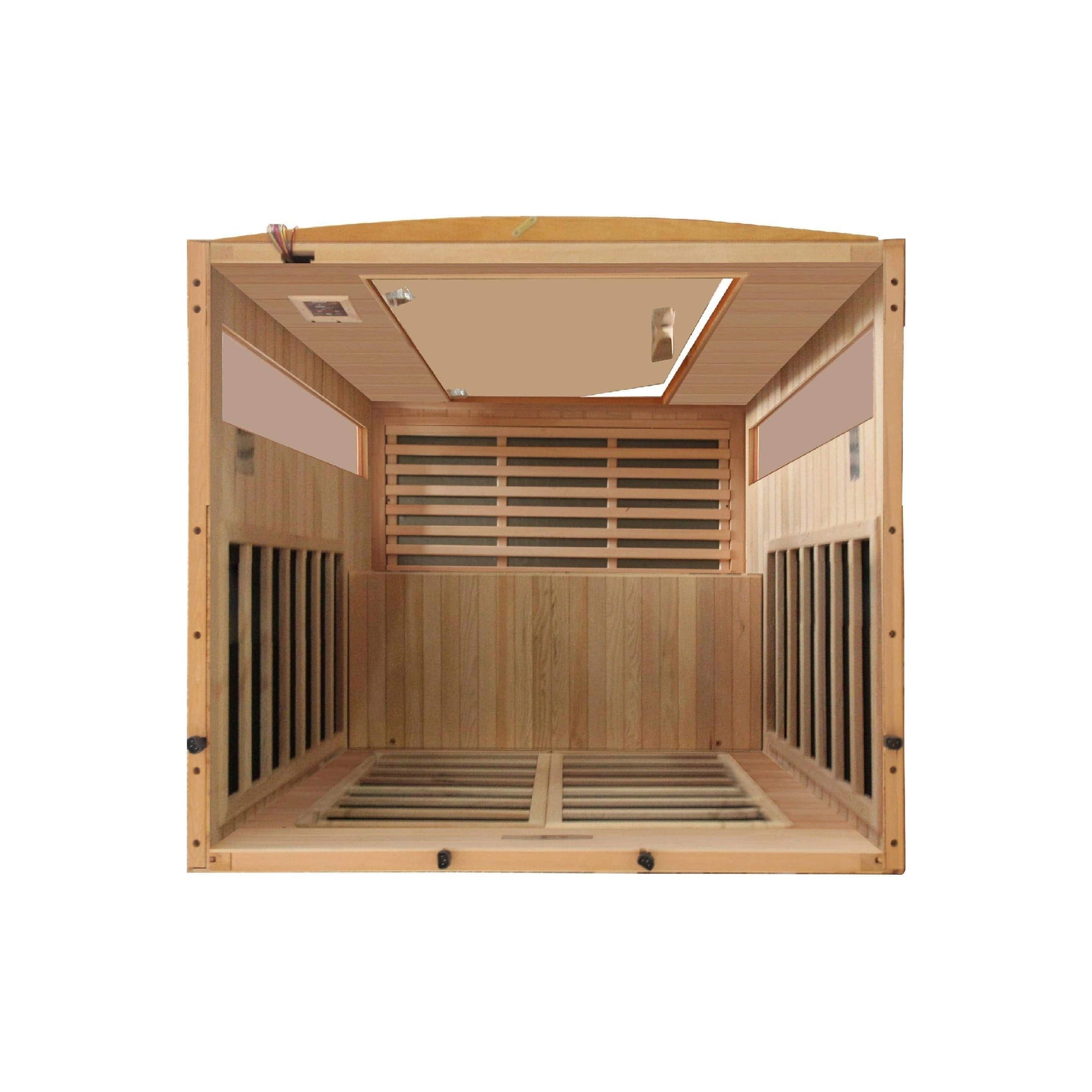 Golden Design Dynamic Infrared Versailles Two Person Indoor Bluetooth Compatible FAR Infrared Sauna in Canadian Hemlock DYN-6202-03