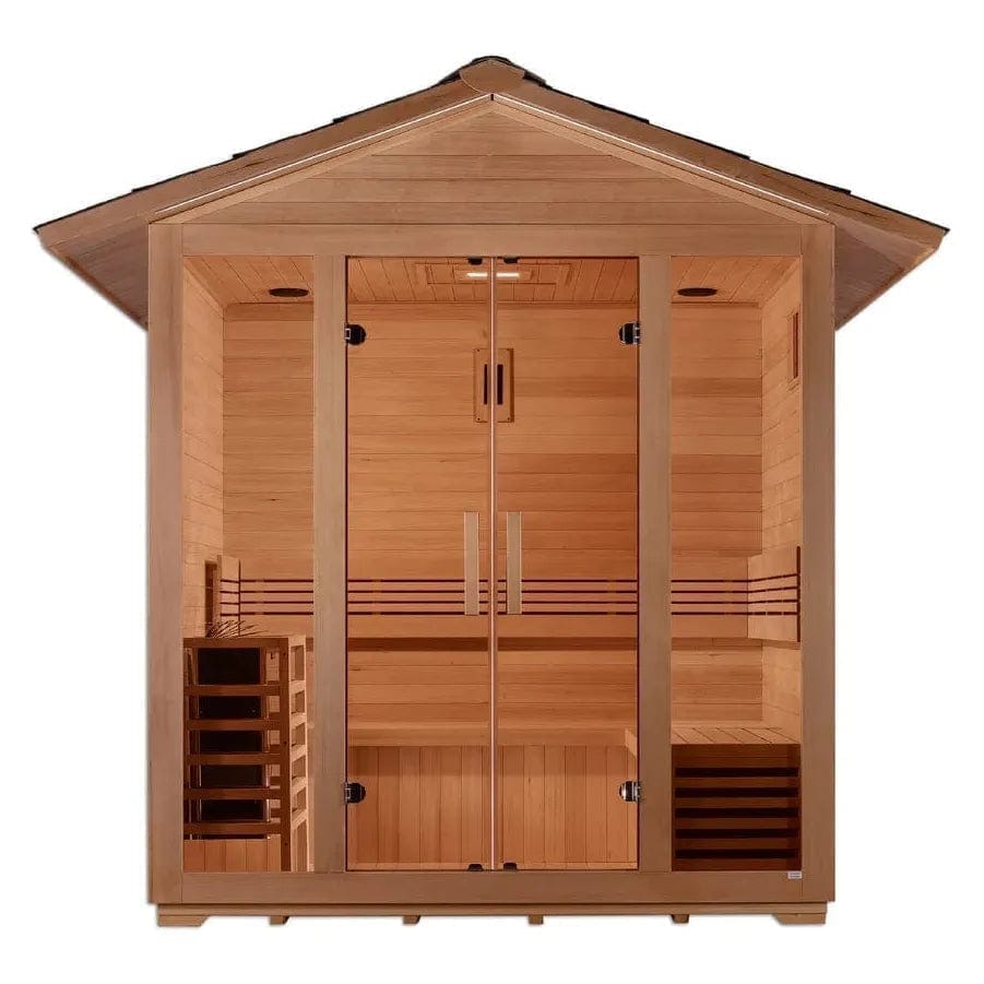 Golden Design Golden Designs Vorarlberg 5 Person Traditional Outdoor Steam Sauna in Canadian Hemlock | GDI-8105-01