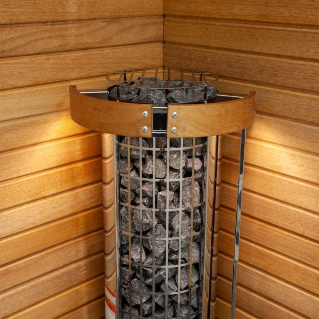 Harvia Harvia Electric Sauna Heater - Cilindro Half Series 9kW Stainless Steel Sauna Heater at 240V 1PH with Built-In Time and Temperature Controls HPCS9U1HB