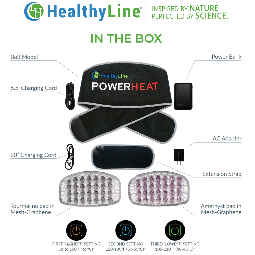 HealthyLine Portable Heated Gemstone Pad - Belt Model with Power-bank Portable-AT-Belt