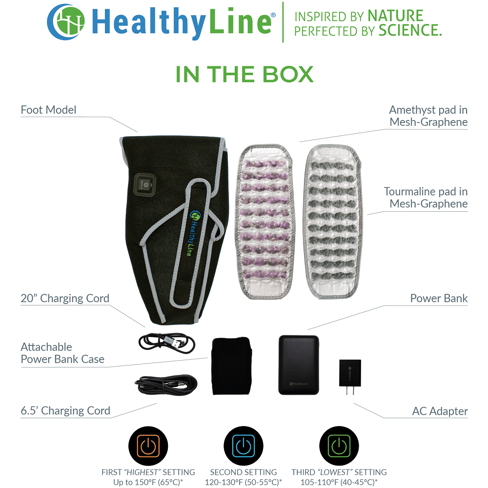 HealthyLine Portable Heated Gemstone Pad - Foot Model with Power-bank Portable-AT-Foot