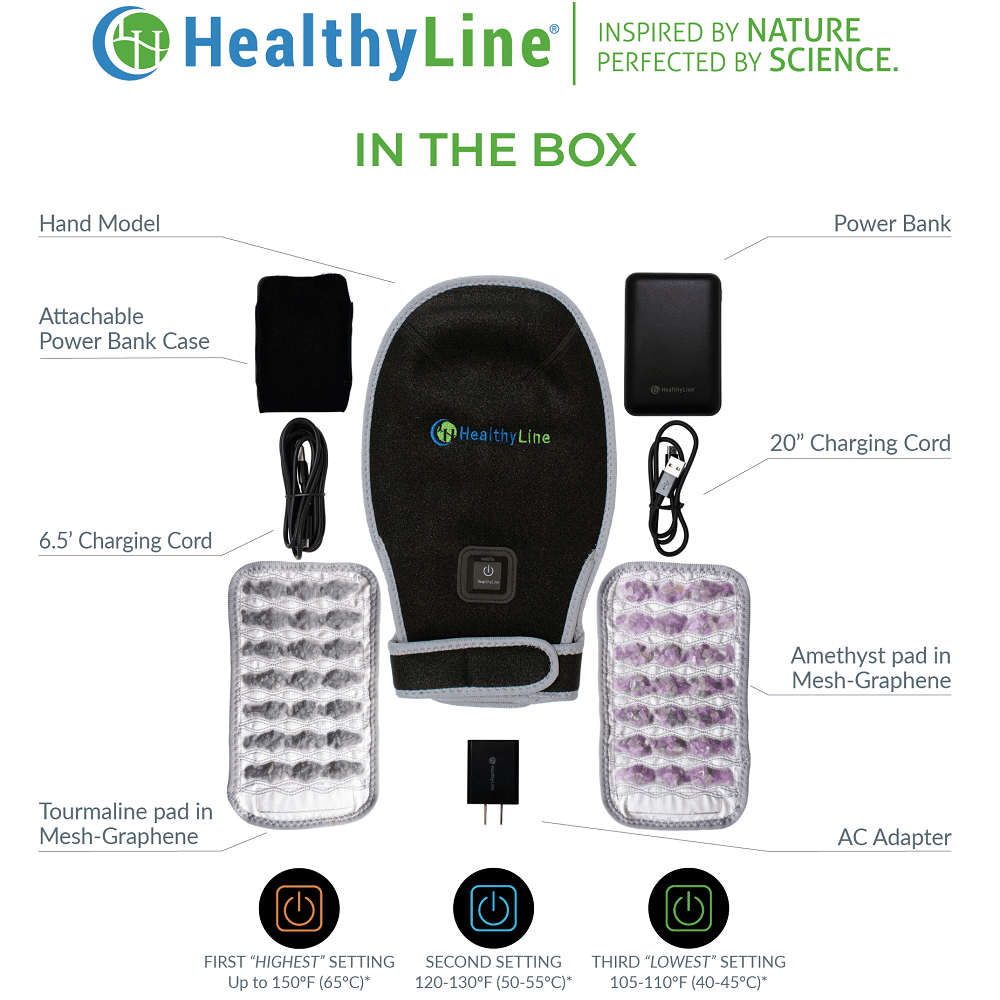 HealthyLine Portable Heated Gemstone Pad - Hand Model with Power-bank Portable-AT-Hand