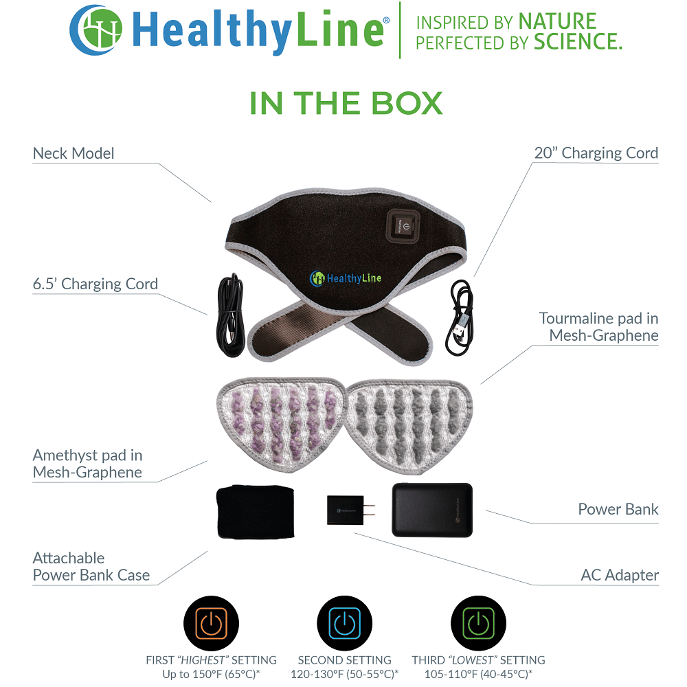 HealthyLine Portable Heated Gemstone Pad - Neck Model with Power-bank Portable-AT-Neck