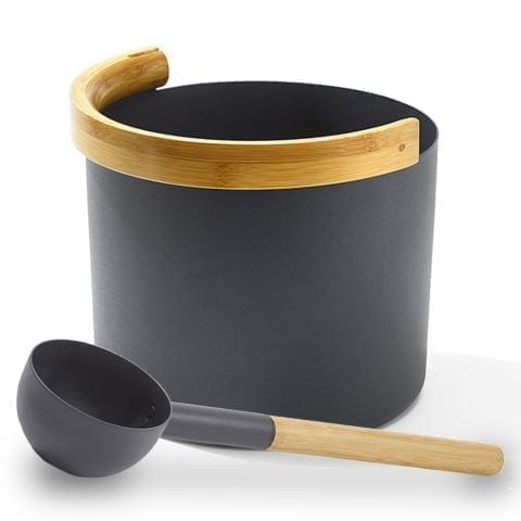 Kolo KOLO Sauna Set 2 - Sauna Bucket with curved handle and Ladle, Bamboo/Aluminum, 1Gal