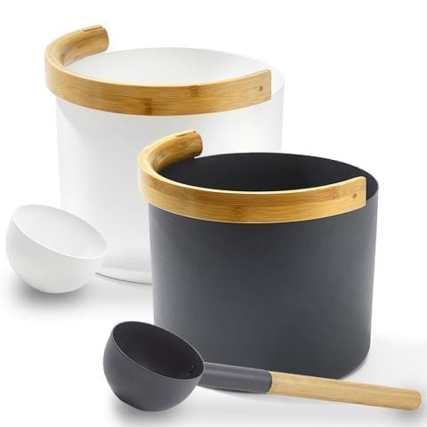 Kolo KOLO Sauna Set 2 - Sauna Bucket with curved handle and Ladle, Bamboo/Aluminum, 1Gal