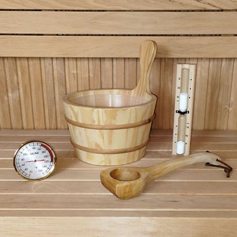 Kolo SaunaLife Bucket and Ladle Package 1 - Bucket, Ladle, Timer and Thermometer