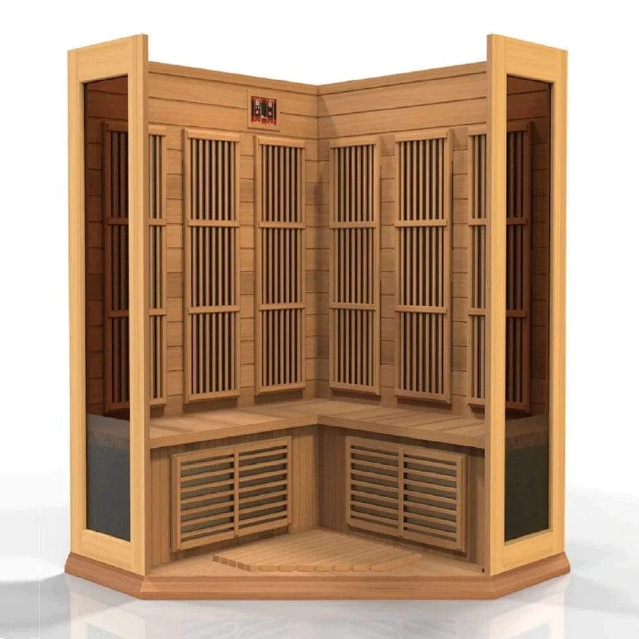 Maxxus Maxxus 3-Person Corner Near Zero EMF (Under 2MG) FAR Infrared Sauna in Canadian Hemlock MX-K356-01-ZF MX-K356-01-ZF