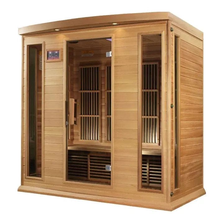 Maxxus Maxxus 4-Person Corner Near Zero EMF (Under 2MG) FAR Infrared Sauna in Canadian Red Cedar MX-K406-01-ZF CED MX-K406-01-ZF CED