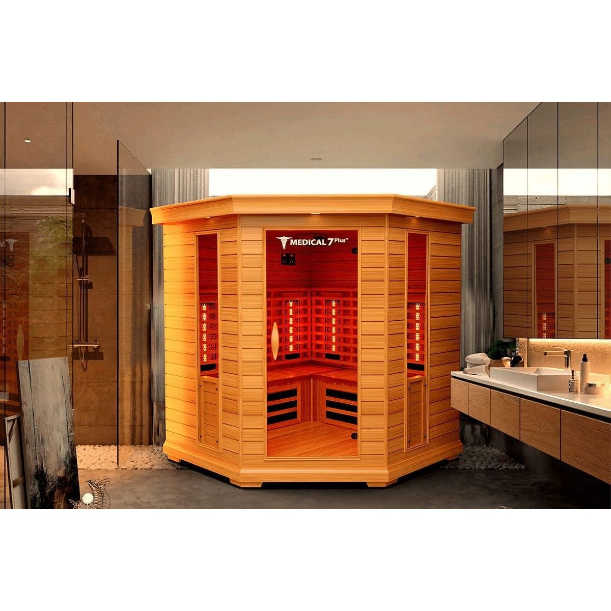 Medical Saunas Medical 7 Infrared Sauna Corner Unit - Red Light Therapy Included